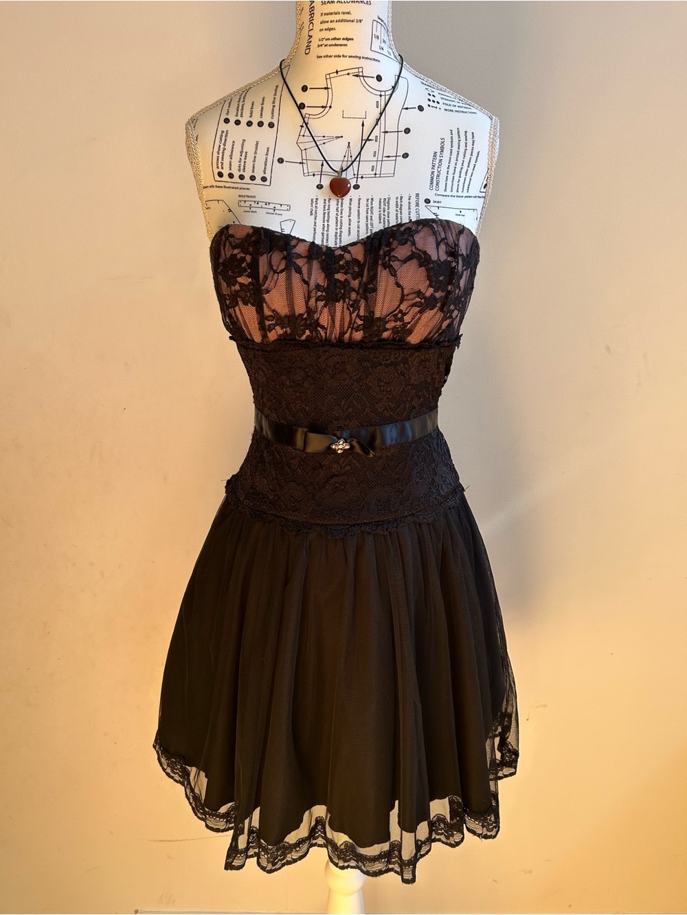 Women’s Mystic Whimsy Strapless Party Dress With Pink Lace Bodice Size S
